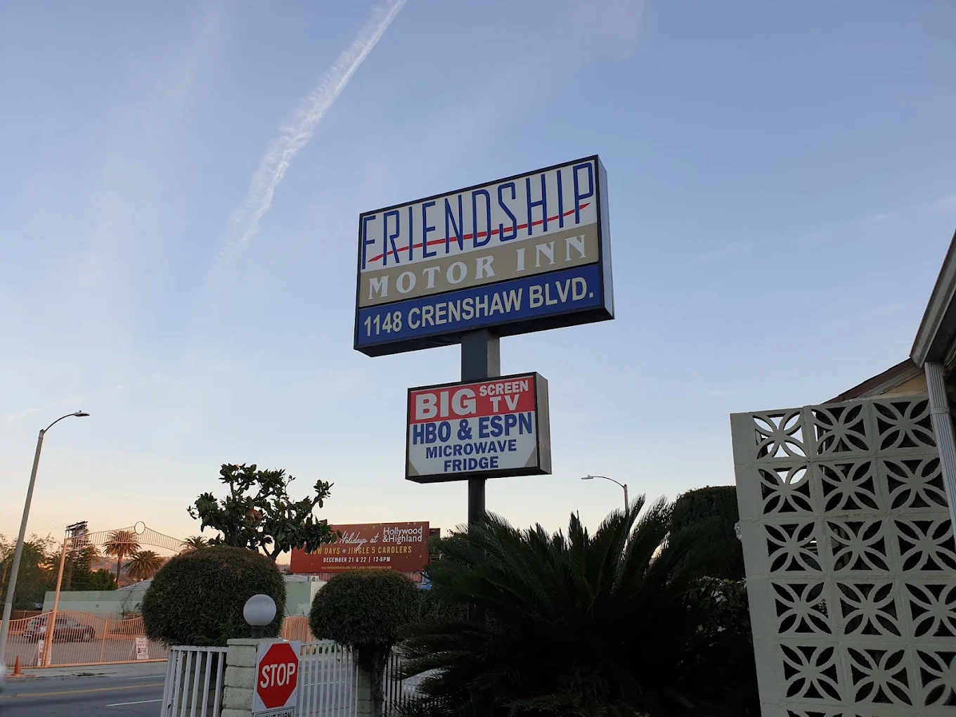 Friendship Motor Inn roadside sign on Crenshaw Boulevard